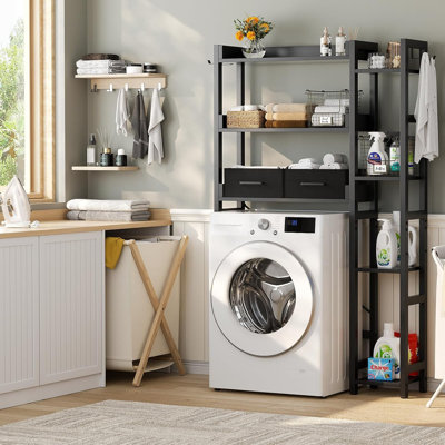 Support de rangement au-dessus de la toilette avec 2 tiroirs - Organisateur de salle de bain à 7 niveaux pour la toilette