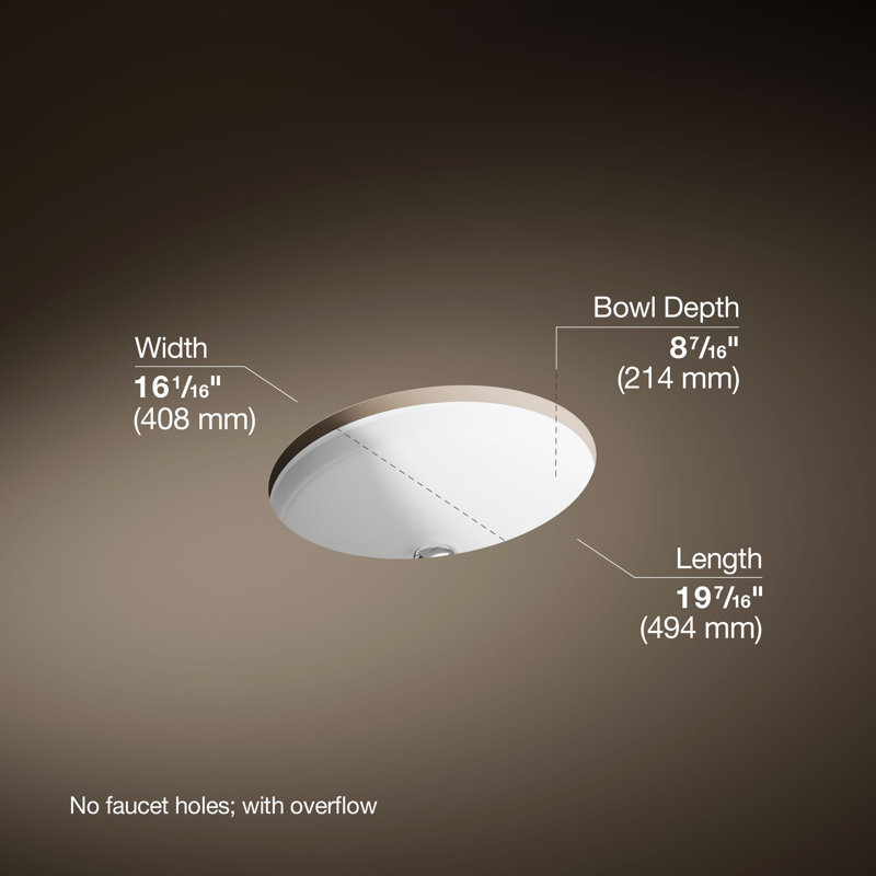 Canvas® Metal Oval Undermount Bathroom Sink with Overflow, White