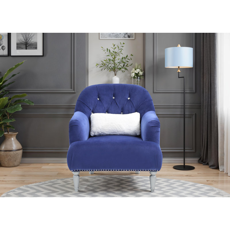 Barcelos Gray Velvet Chair, Blue Velvet