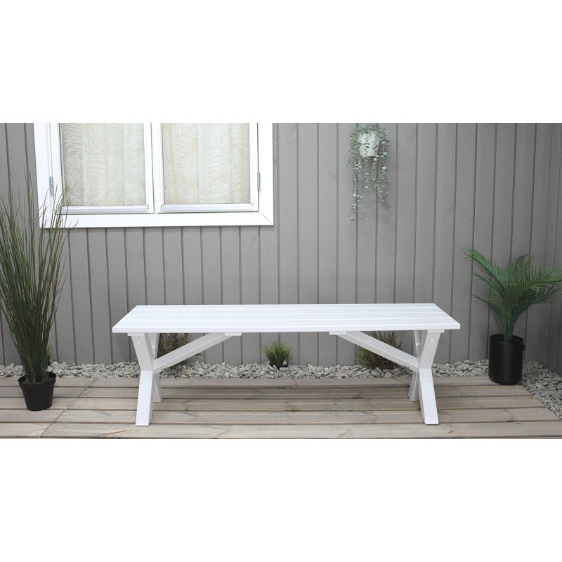Edgerton Solid Wood Pine Outdoor Bench, 44cm H x 140cm W x 39cm D, White