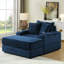 1 velours côtelé bleu avec coussins décoratifs et canapé profond pour le salon, tissu luxueux, structure en éponge haute, conception ergonomique, facilité d'assemblage