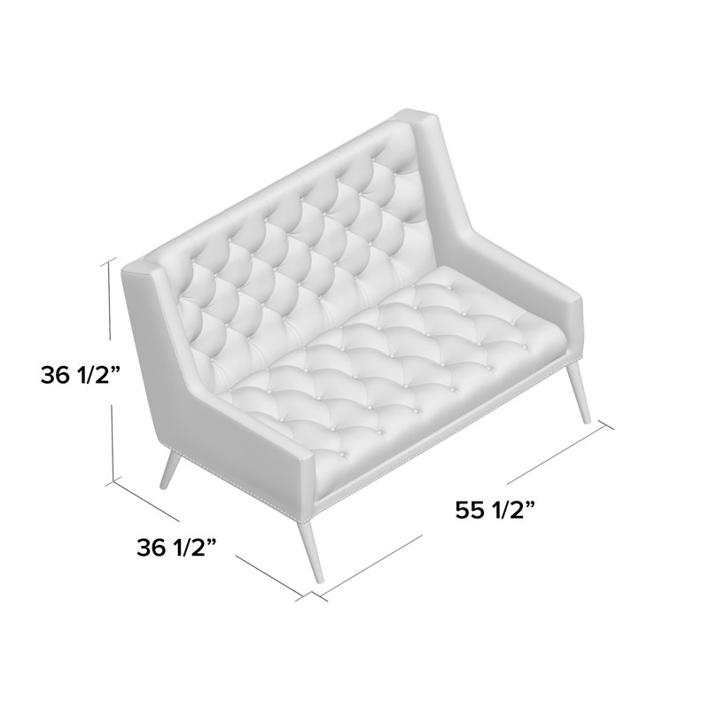 Modway Peruse Tufted Velvet Mid-Century Loveseat, Navy
