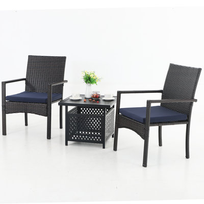 Leonard 2 - Person Patio Dining Set with Square Table , Cushions Included