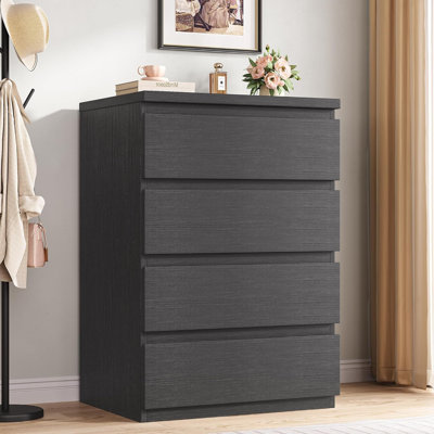 4 Drawer Dresser for Bedroom, Black Dresser Chest of Drawers - Large Wood Dressers TV Stand with Deep Drawers Dressers for Living Room, Hallway, Entry