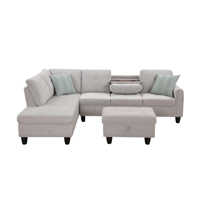 Canapé et méridienne avec repose-pieds de 98 po de large avec accoudoirs de style Algérien, parfait pour le confort et la polyvalence dans les espaces de vie modernes