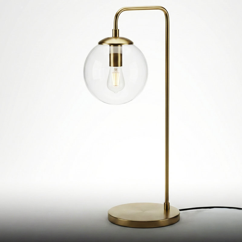 Lampe de bureau en verre Galen, Transparent, Bronze