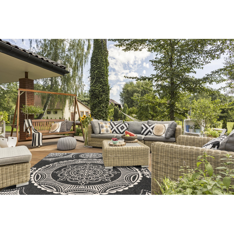 Tapis d'intérieur / extérieur Dheny The Dynamic Medallion, Rectangle 7 pi 10 po x 10 pi 2 po