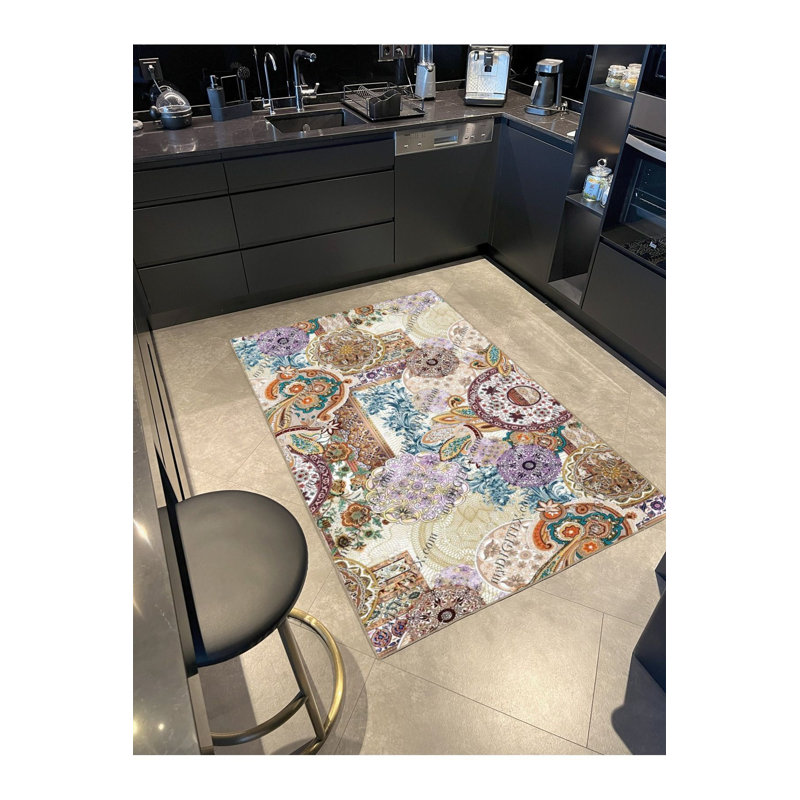 Multi Color Pattern Modern Pattern Woven Base and Decorative Washable Area Rug, Runner 3'3" x 9'10"