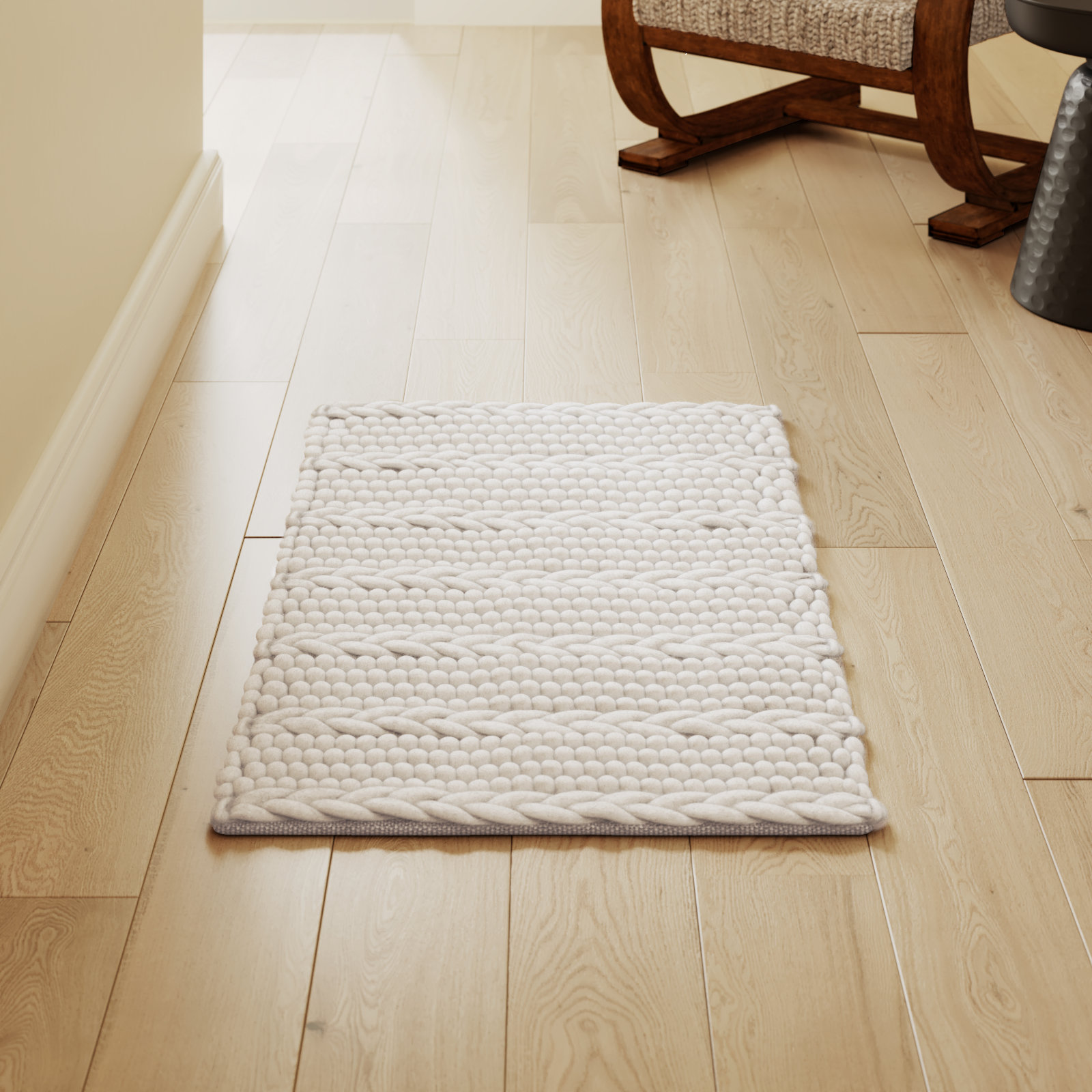 Sestina Handmade Flatweave Ivory Area Rug, Rectangle 2' x 3'