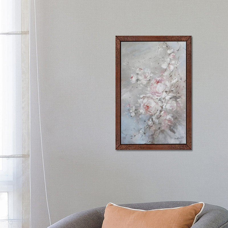 Blush Rose by Debi Coules - Painting on Canvas, 101.6 cm H x 66.04 cm W, Brown Framed