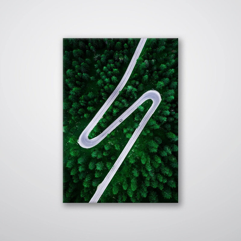 Route à travers la forêt, impression d'art mural - affiche de paysage de paysage boisé - route de forêt naturelle, œuvre d'art - chalet rustique, décoration intérieure - voyage inspirant, impression de photographie de nature minimaliste - cadeau d'