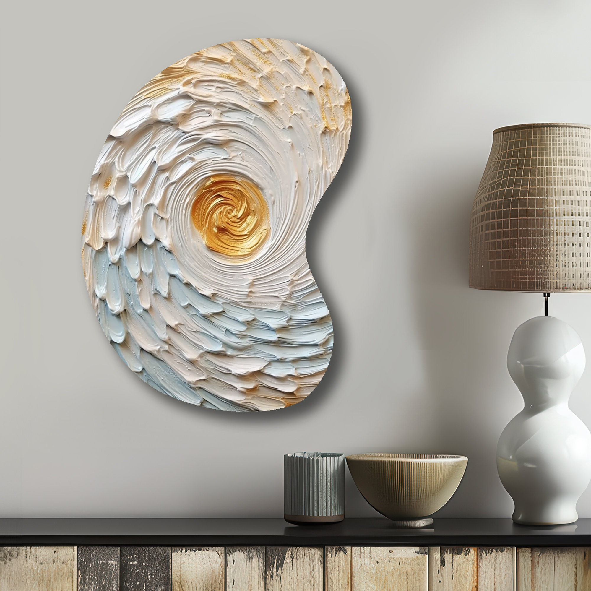 Design Art Gold And Cream Enchanted Whirls III Abstract Spirals Boom