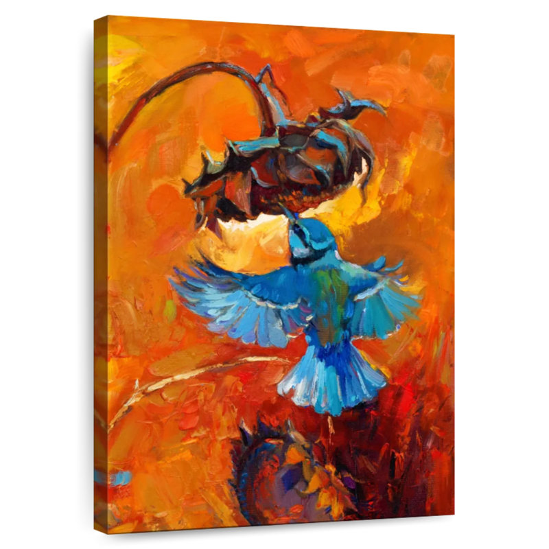 Colibri ronce et tournesol, H 36 po x l 24 po
