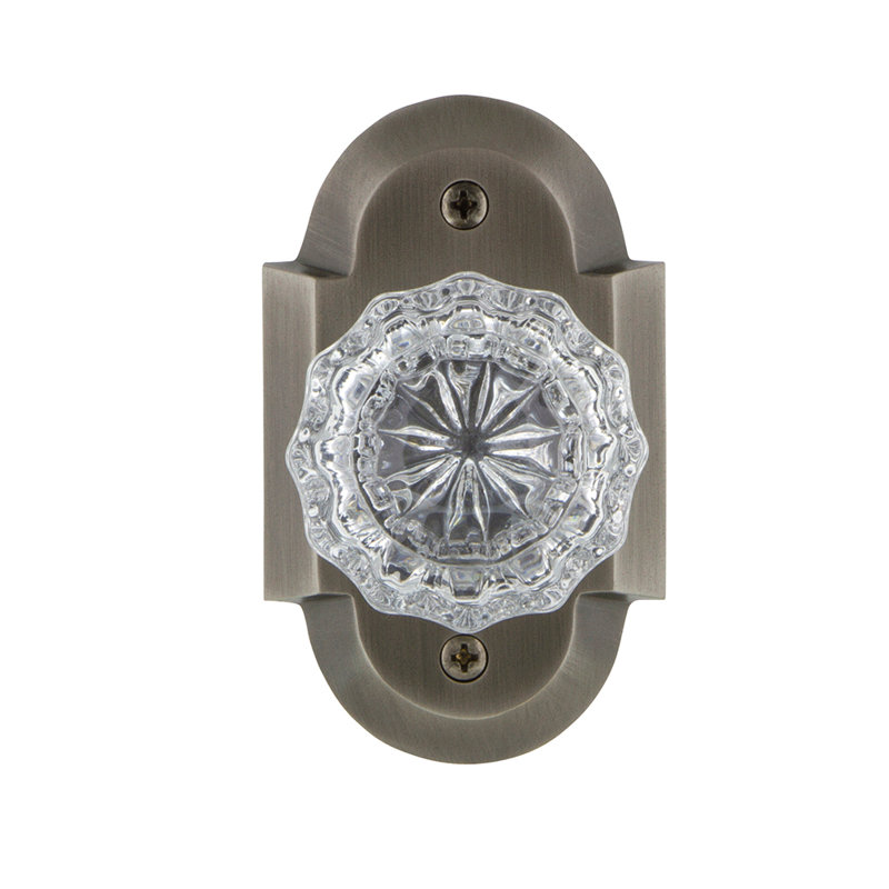 Plaque Cottage avec bouton de porte en cristal, Étain antique, 2-3/4"