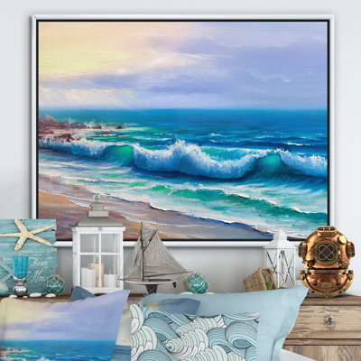 «Sunshine Reflecting Throug Braking Waves VI», reproduction sur toile flottante
