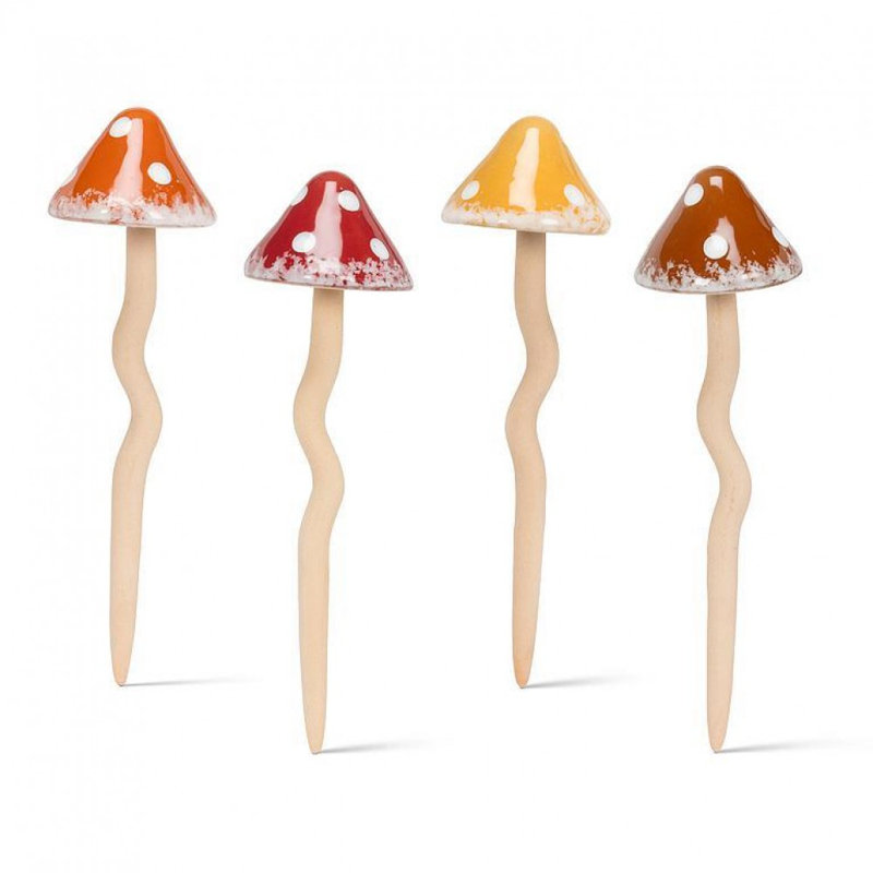 Ensemble de 4 piquets de jardin mouchetés, H 14 po x l 3,50 po x P 3,50 po