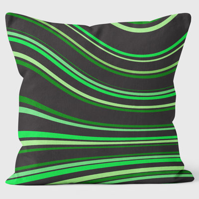 Green Curves - Abstract Cushion
