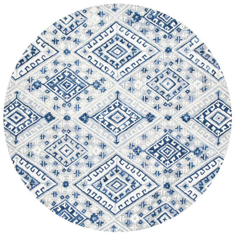 Vahakn Hand Tufted Wool Geometric Rug, Round 7'