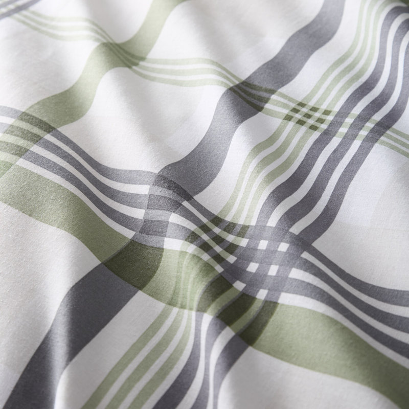 Portfolio Home Prague Check Bedding Set, Double Duvet Cover Set + 2 Standard Pillowcases, Green