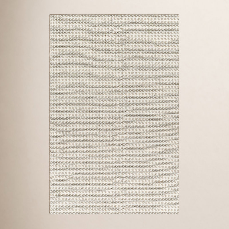 Tapis en laine et polyester tissé à plat à la main Auria en argent clair / étain, Rectangle 8 pi x 10 pi