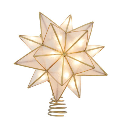 Kurt Adler UL 10L 15-Point Capiz Sputnik Star With Gold Trim Tree Topper