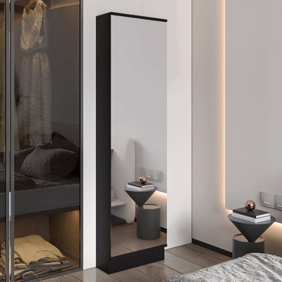 Rectangle Tall Shoe Cabinet With Mirror