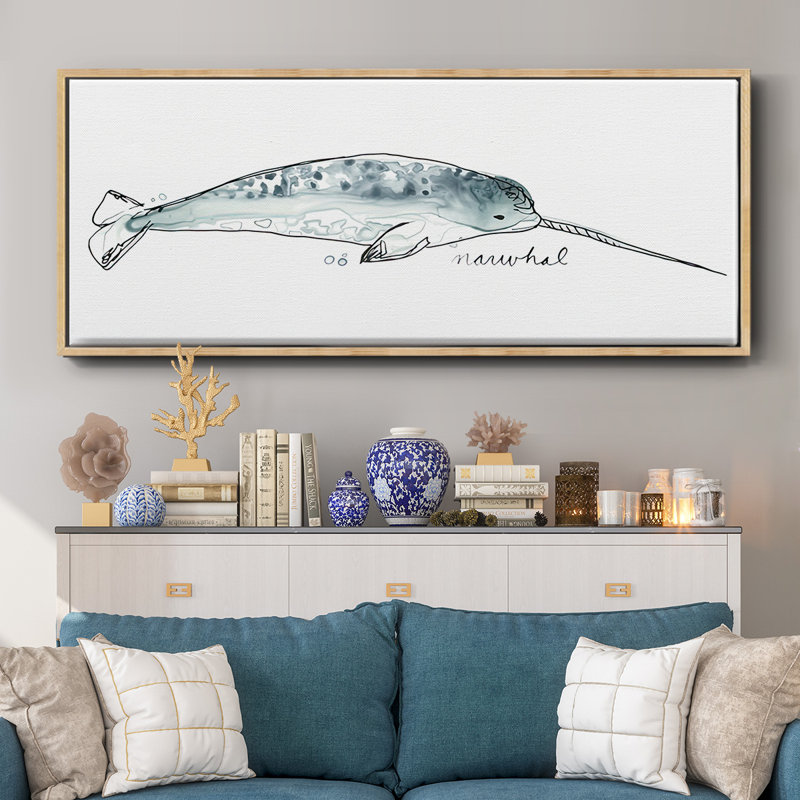 Baleine III - toile encadrée, H 24 po x l 60 po