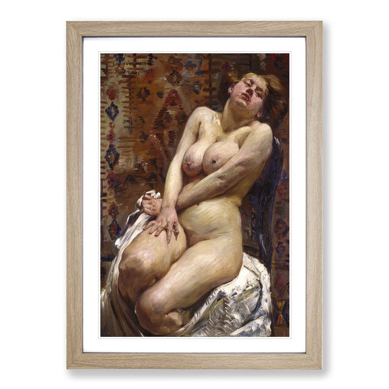 Female Nude by Lovis Corinth - Picture Frame Painting, 36cm H x 27cm W x 2cm D, Oak Framed