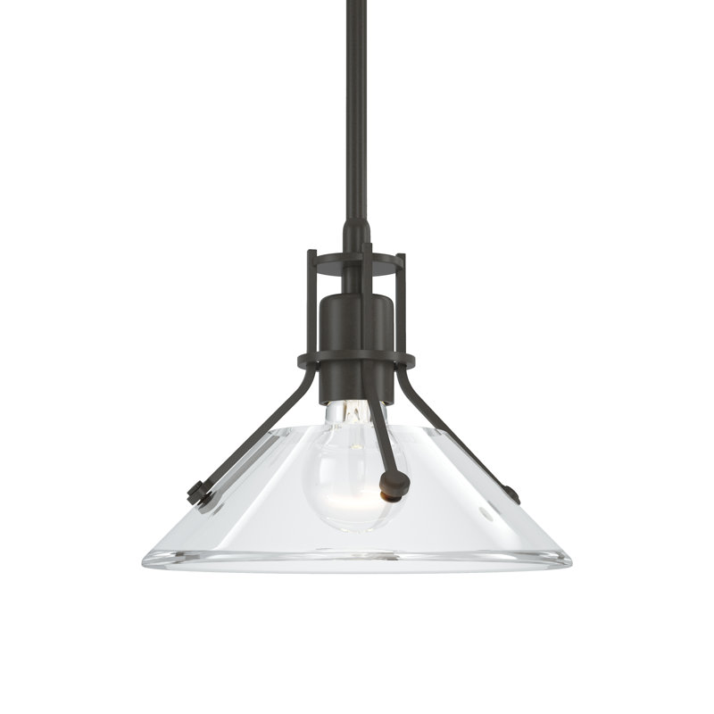 Henry 1 - Light Single Cone Pendant, Dark Smoke, Clear Glass