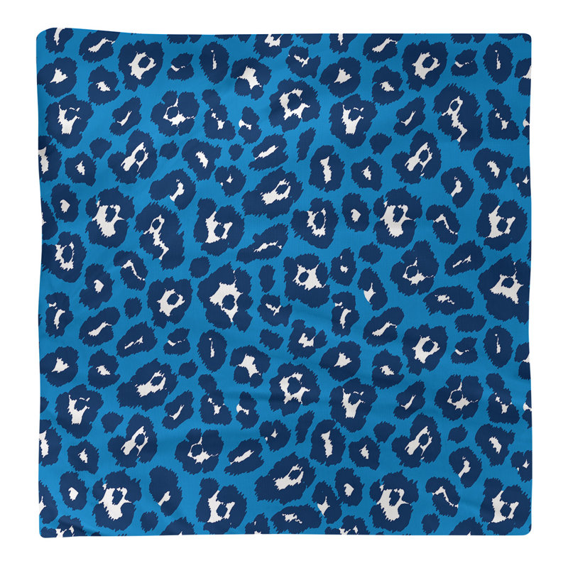 Cotton Animal Print Square Napkin, 22" x 22", Powder Blue/White/Navy Blue