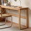 Bureau rectangulaire en bois massif et métal Burlywood-655975368