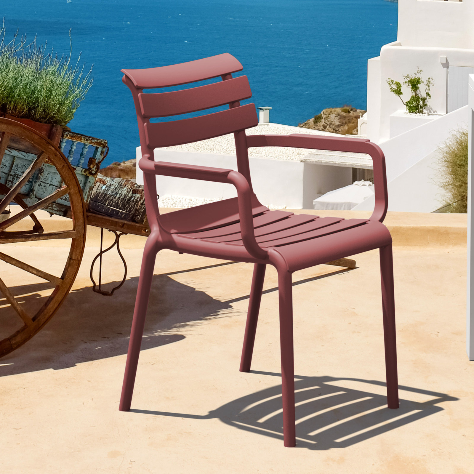 Aragons Stackable Patio Armchair, Marsala