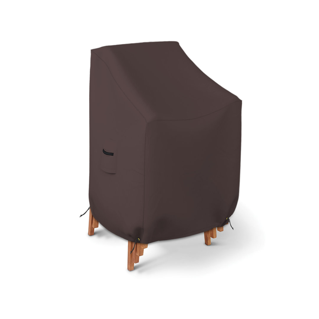 Stackable Chair Cover 12 Oz Waterproof - 100% Weather Resistant PVC Coated Patio Furniture Cover With Air Pockets & Drawstrap For Snug Fit