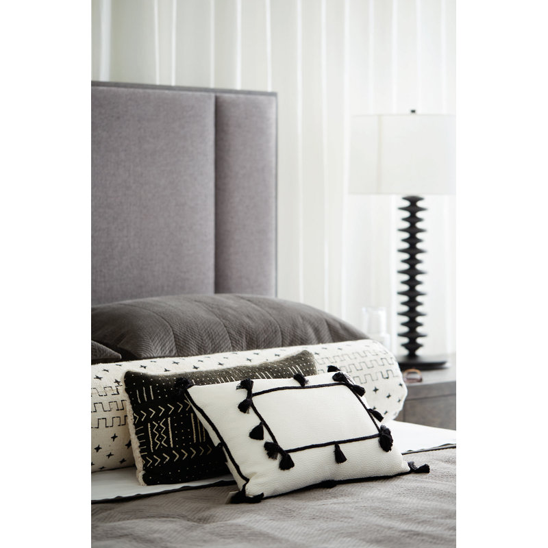 Linea Upholstered Bed, King, Linea - Cerused Charcoal Finish