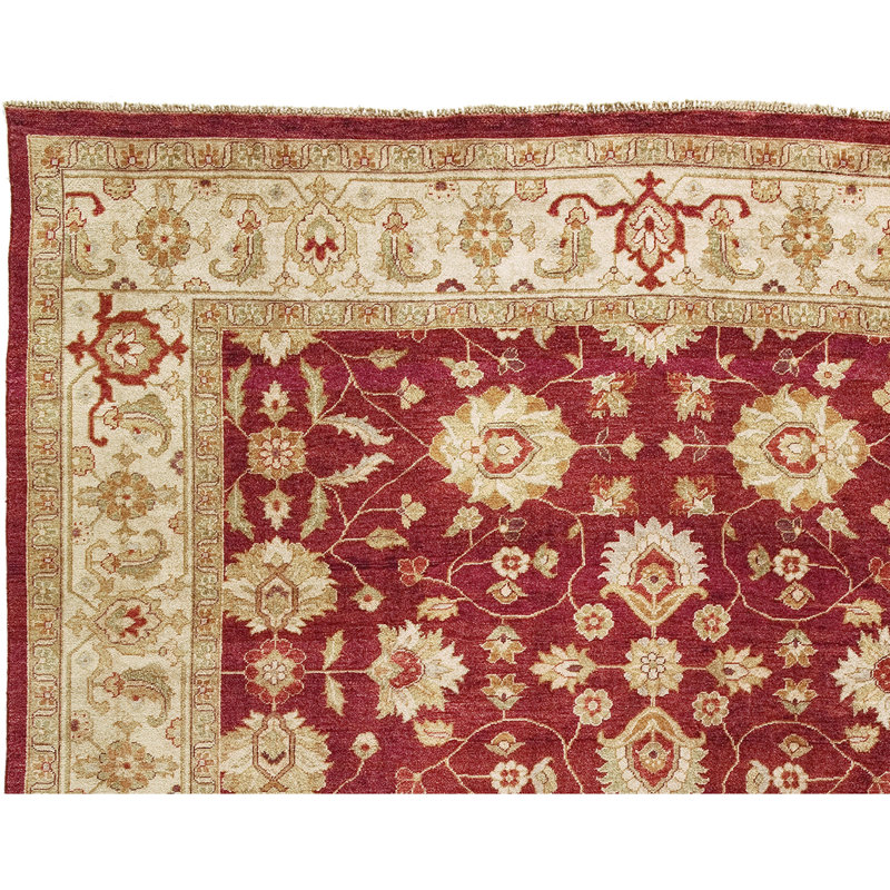 Wool Oriental Area Rug in Red/Beige/Ivory, Rectangle 8' x 10'