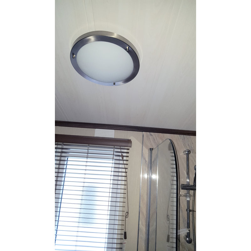 IP44 30cm Silver Glass Bathroom Flush Mount