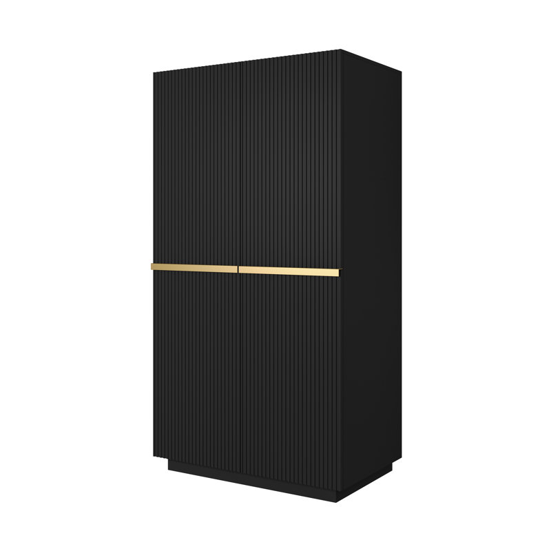 Badal Manufactured Wood Wardrobe, Black/Gold