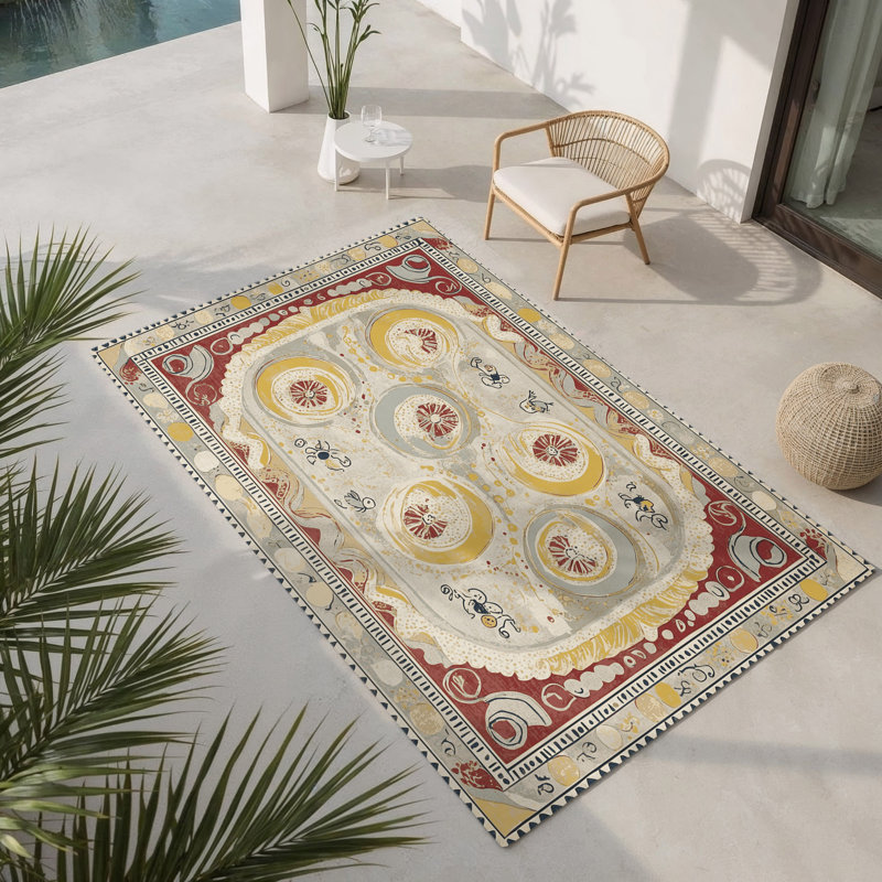 Tapis intérieur et extérieur Retro Spark, Rectangle 3' x 5'