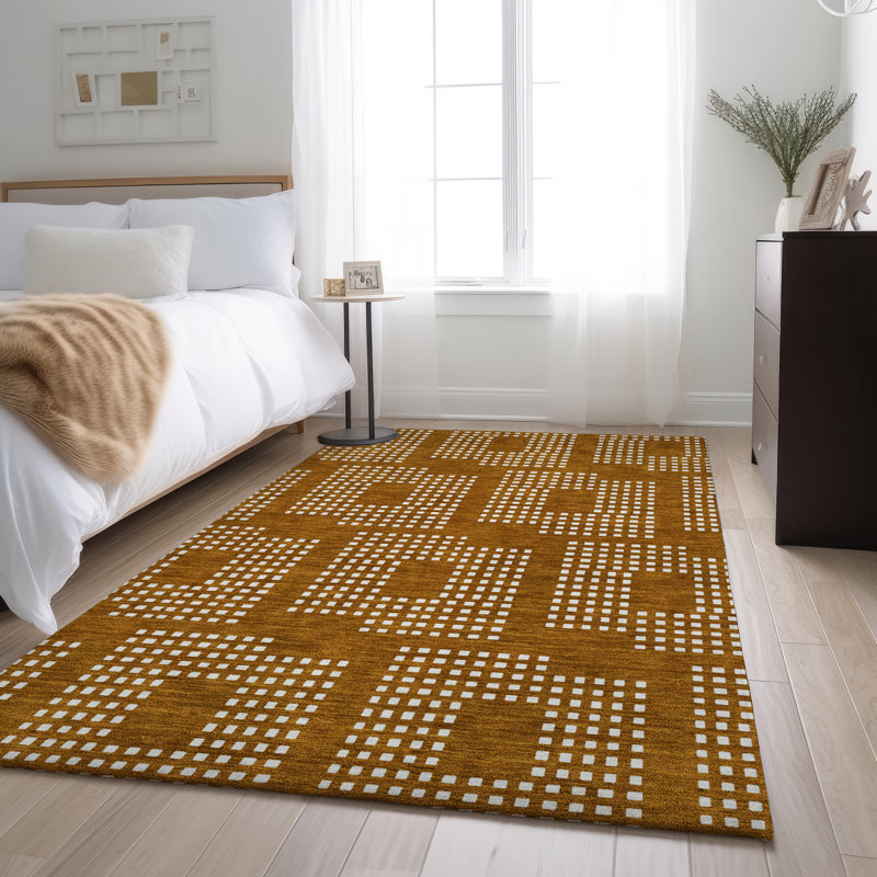 Tapis terre cuite lavable à la machine Premium Prisco, Rectangle 5 pi x 7 pi 6 po