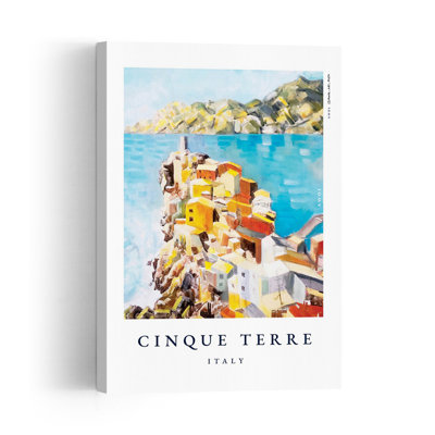 Colorful Cinque Terre Italy Colorful Vibrant Abstract Architecture Coastal Wall Art Print by Alex Nereuta - Wrapped Canvas Print