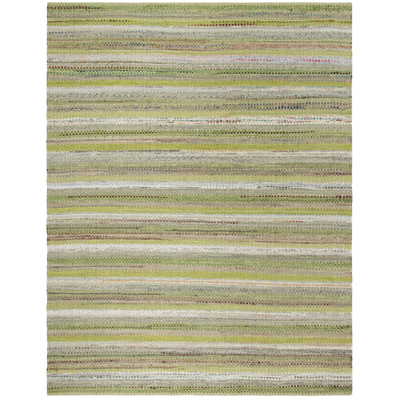 Vesey Hand Woven Cotton Striped Rug, Rectangle 8' x 10'