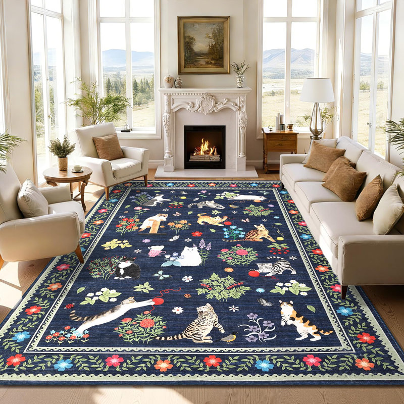 Animal Print Machine Printed Area Rug, Rectangle 200 x 290 cm, Blue