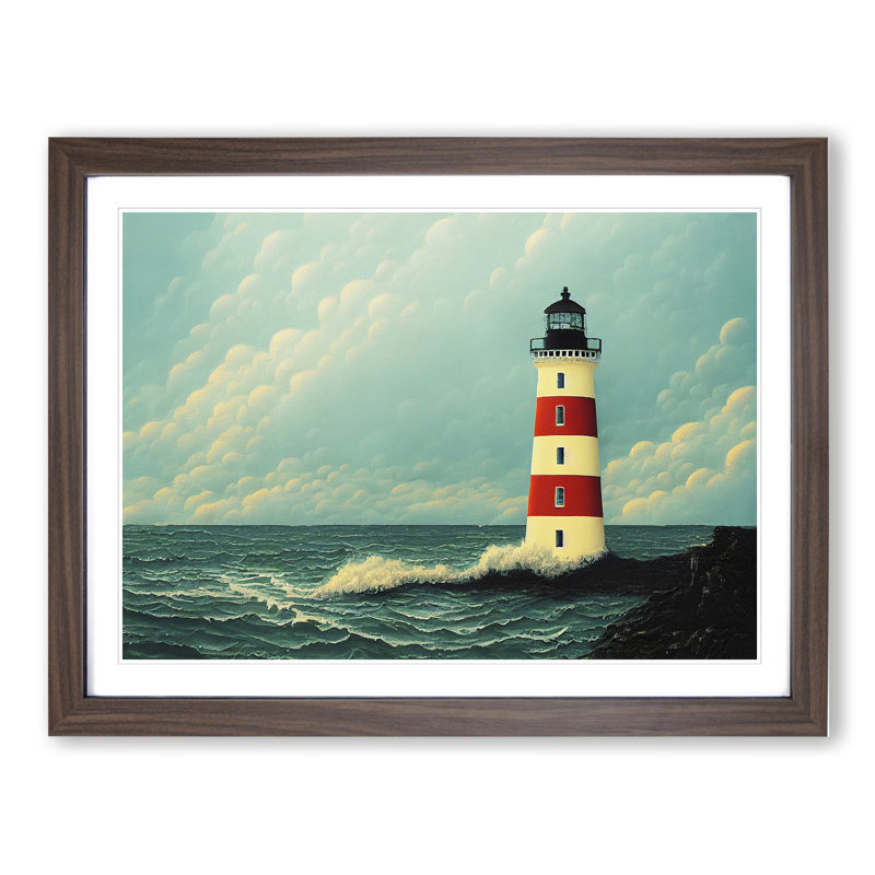 Imaginative Lighthouse 1 Piece Single Picture Frame Wall Art, 25cm H x 34cm W x 2cm D, Walnut