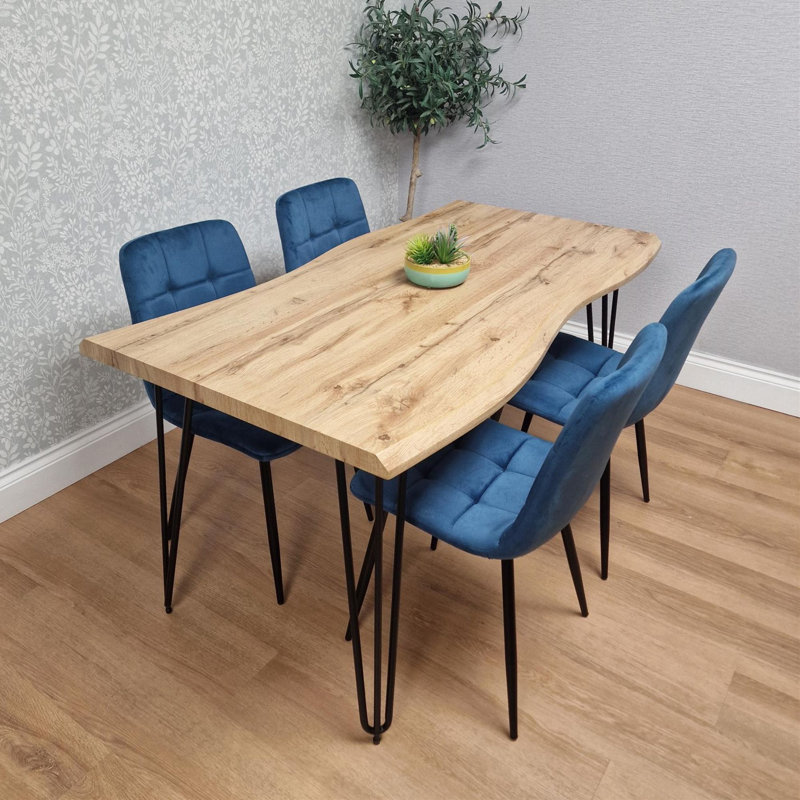 4 - Person Dining Set, Blue, 75cm H x 140cm W x 80cm D