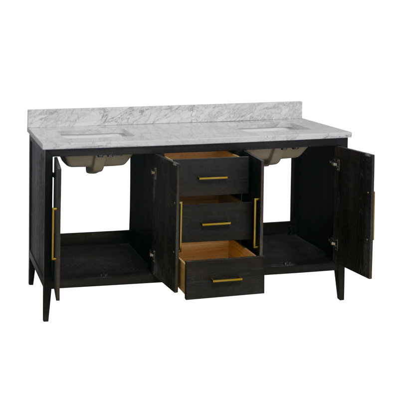 Ensemble de meuble-lavabo double 72 po Calgary, Chêne foncé
