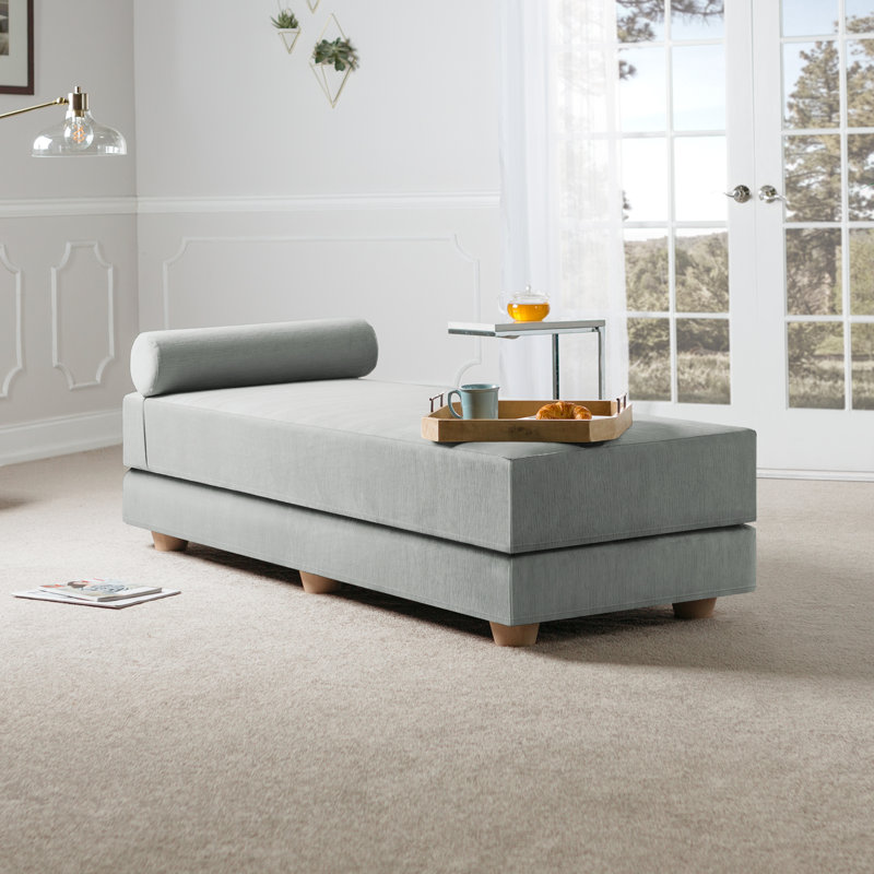 Kaylena Convertible Daybed - Fold Out Sleeper with Queen Size Memory Foam Mattress & Pillows, ice