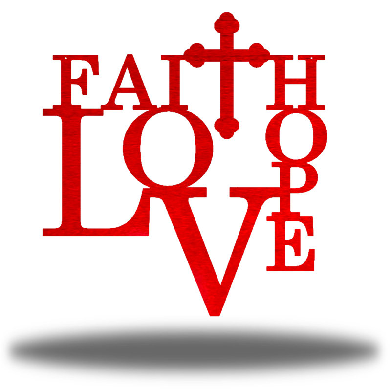 Art mural Faith Hope Love, Rouge, H 12 po x l 12 po x P 0,6 po