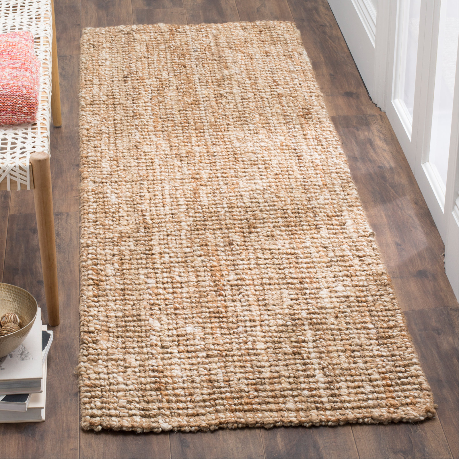 Alda Natural Ivory Hand-Woven Jute Rug, Runner 2' x 12'