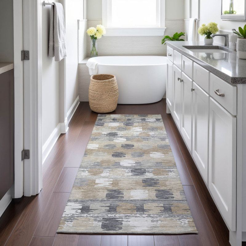 Machine Washable Indoor/Outdoor Chantille ACN2673 Casual Rug, 2'3" x 7'6" Runner, Beige