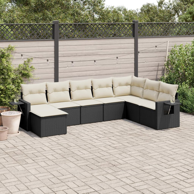 Ensemble de canapé de jardin Vidaxl noir, blanc crème